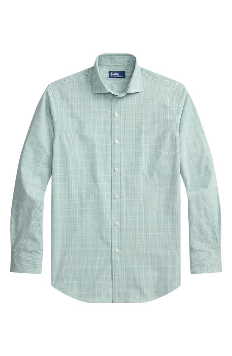 Polo Ralph Lauren Classic Fit Glen Plaid Cotton Button-Up Shirt, Alternate, color, Powder Sage White