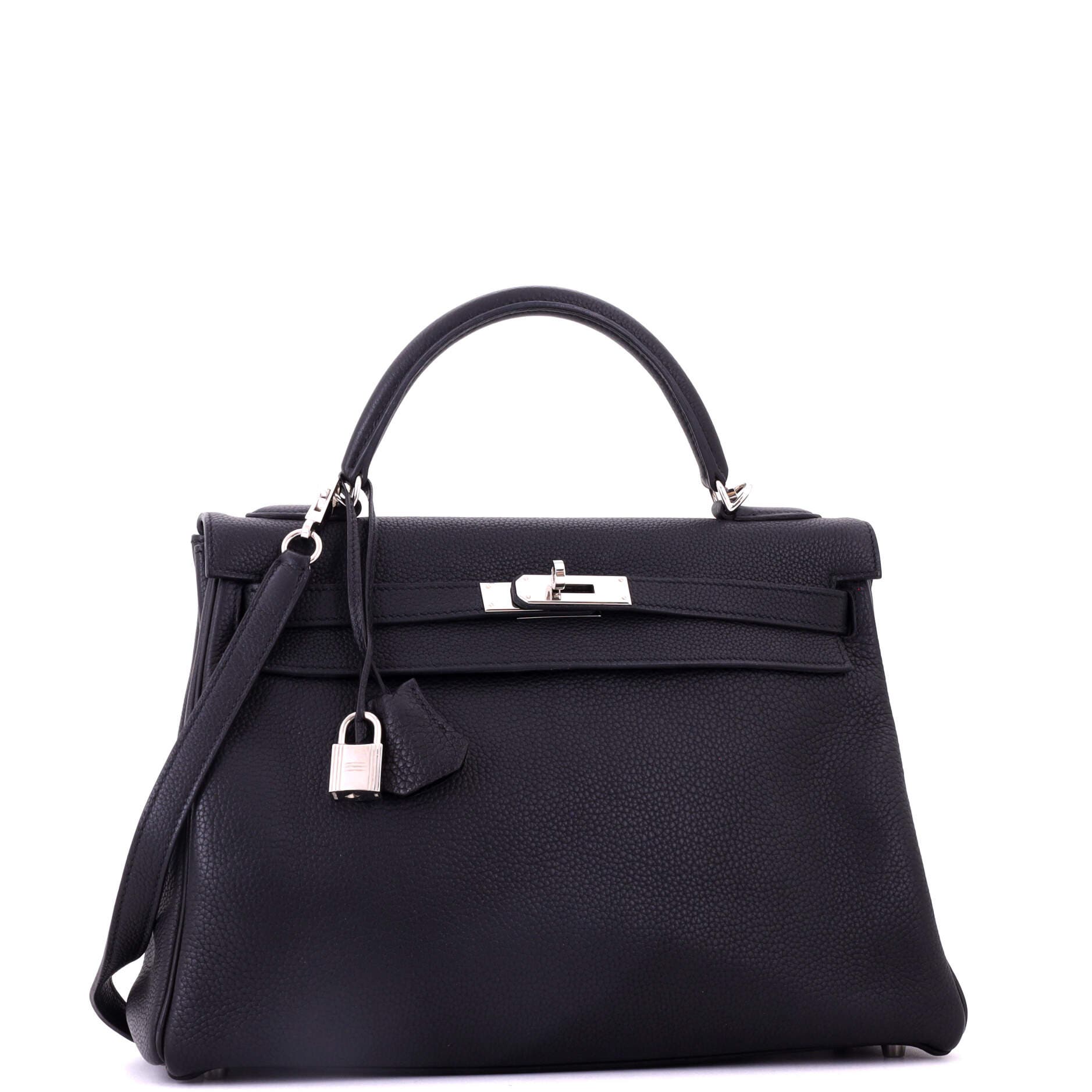 Pre-Owned Hermes Kelly Handbag Black Togo with Palladium Hardware 32, Alternate, color, Noir