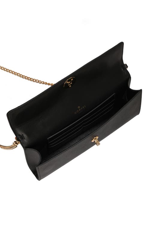 Gorski Top Handle Rectangle Leather Crossbody Bag In Black