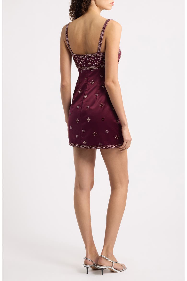 Casslouie Embellished Empire Waist Minidress, Alternate, color, FADED MERLOT