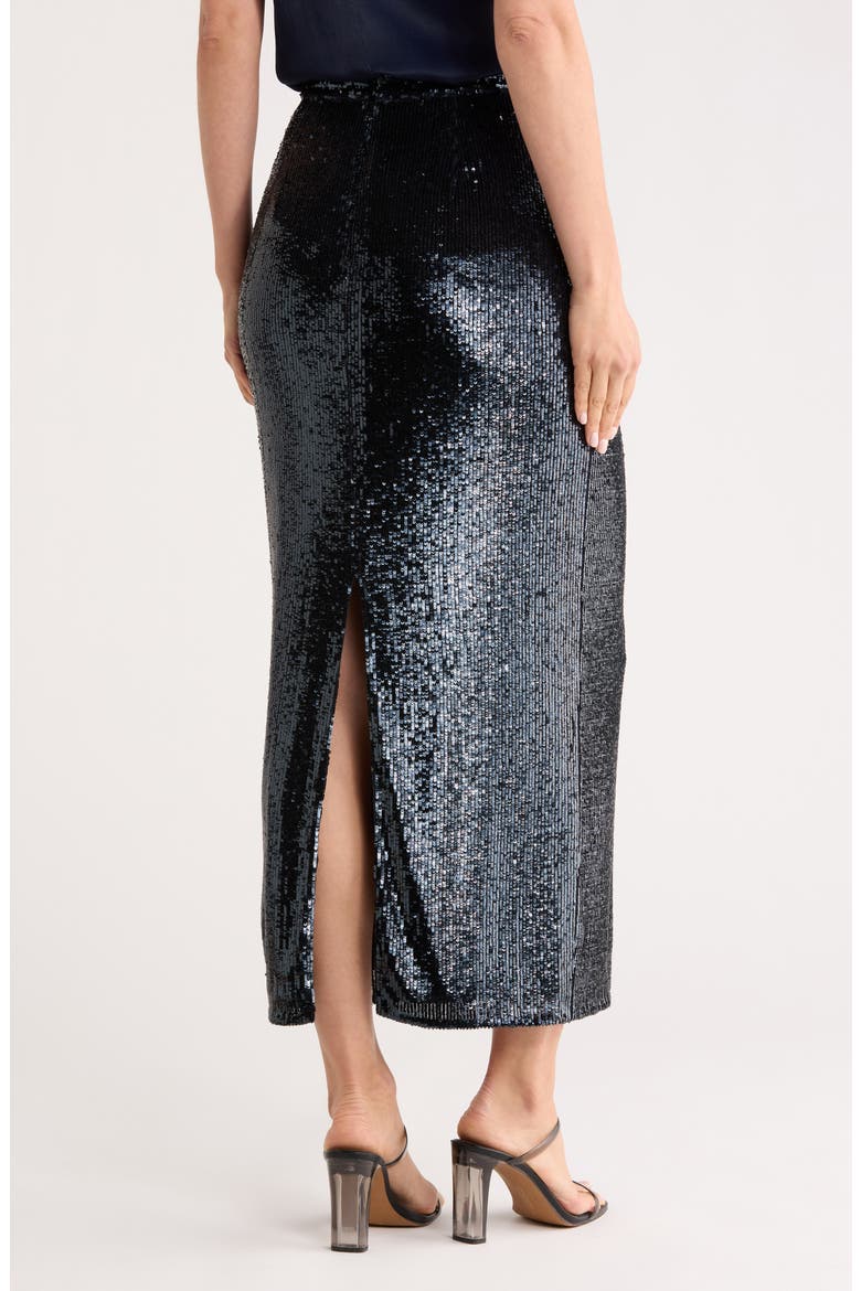 Gwyneth Sequin Midi Skirt, Alternate, color, MIDNIGHT