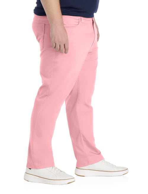 Oak Hill By Dxl Straight-fit Chambray 5-pocket Pants In Silver Pink