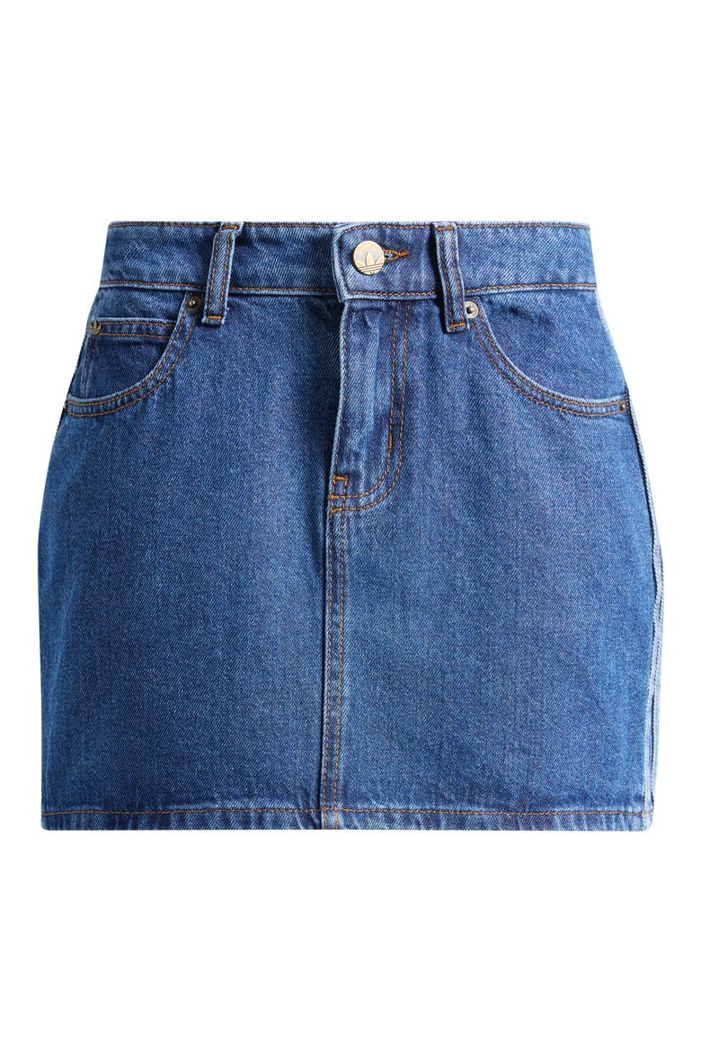 3-Stripes Denim Miniskirt, Alternate, color, INDIGO DENIM