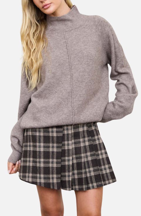 Center Seam Mock Neck Sweater