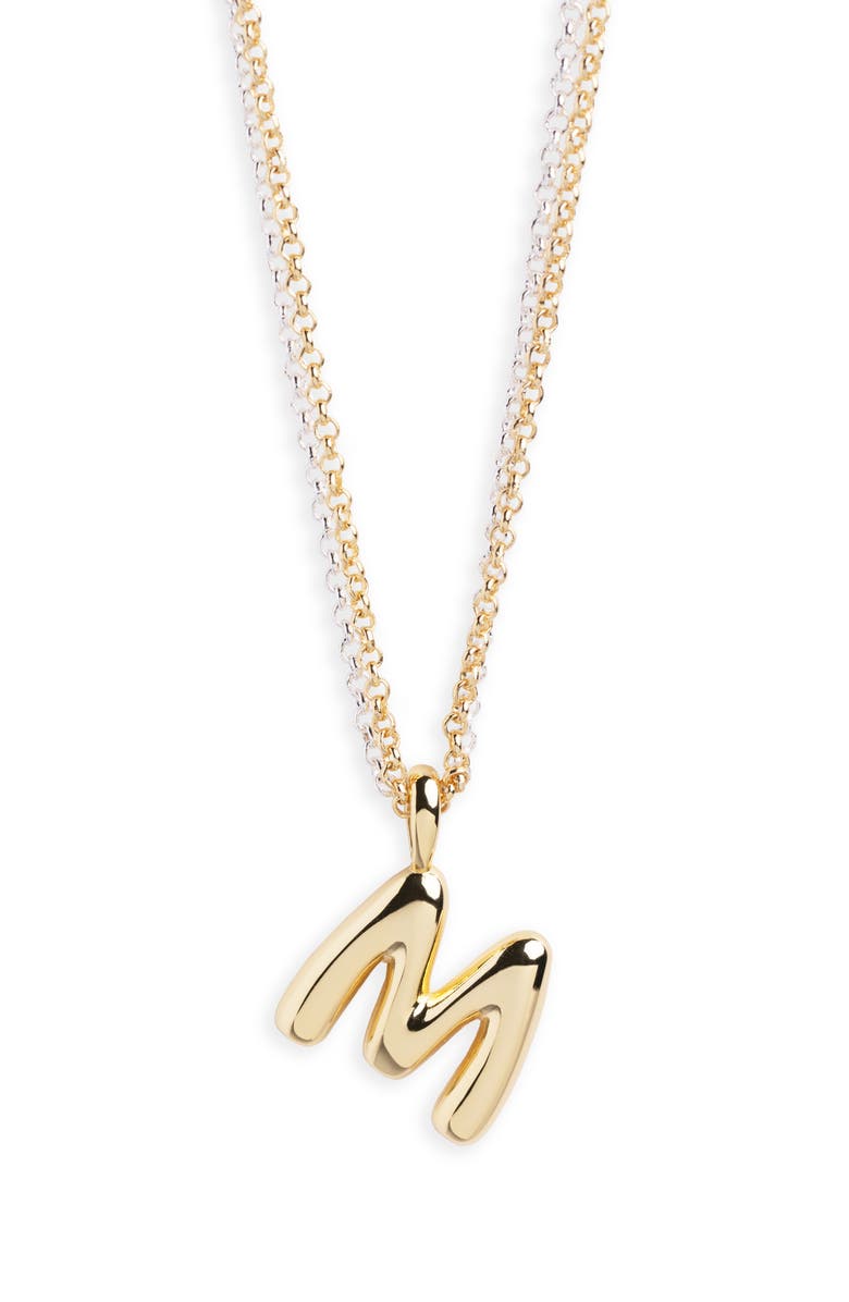 ARGENTO VIVO Puffy M Initial Pendant Necklace, Main, color, Two Tone