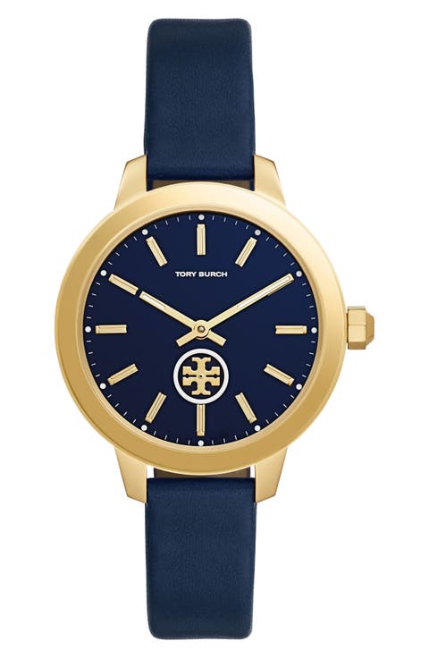 Collins Leather Strap Watch, 38mm