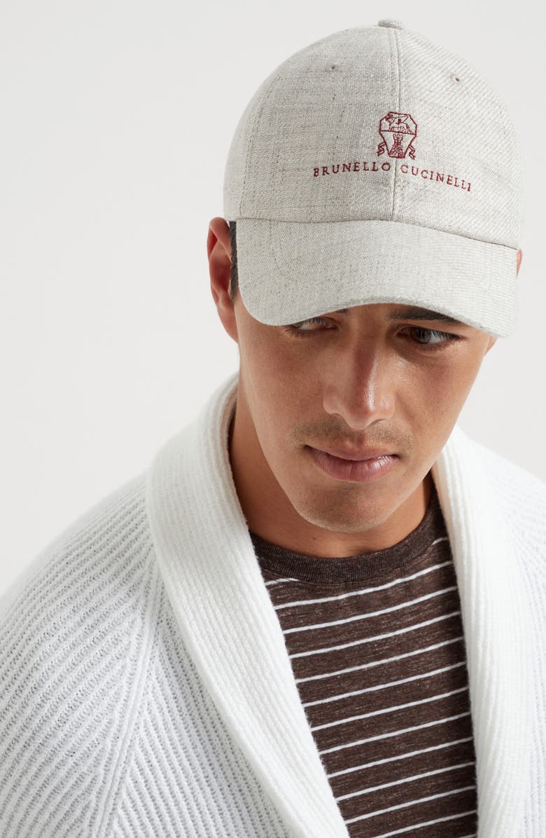 Brunello Cucinelli Diagonal twill Baseball cap, Alternate, color, 