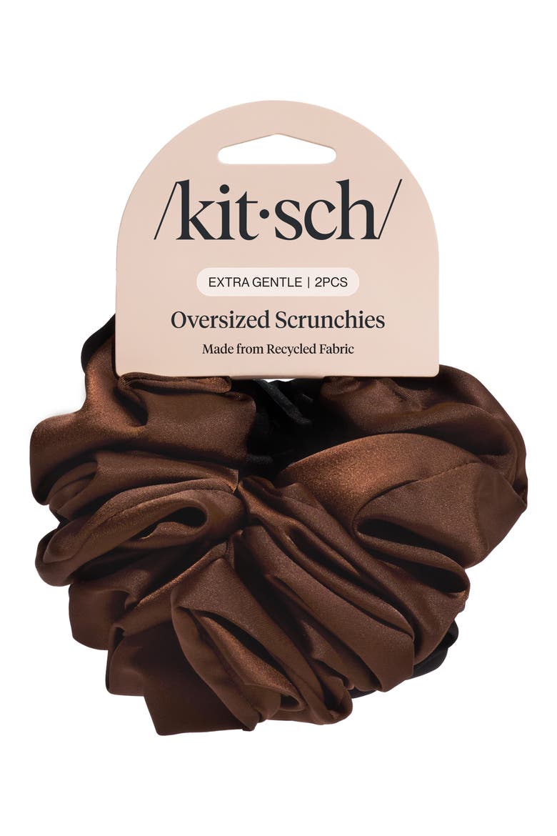 2-Pack Oversize Scrunchies, Alternate, color, BLACK CHOCOLATE