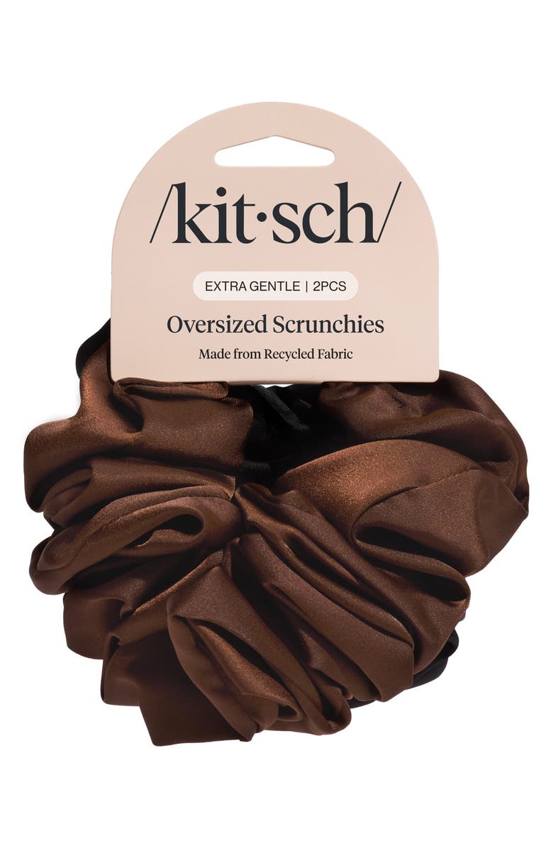 Kitsch 2-Pack Oversize Scrunchies, Alternate, color, Black Chocolate
