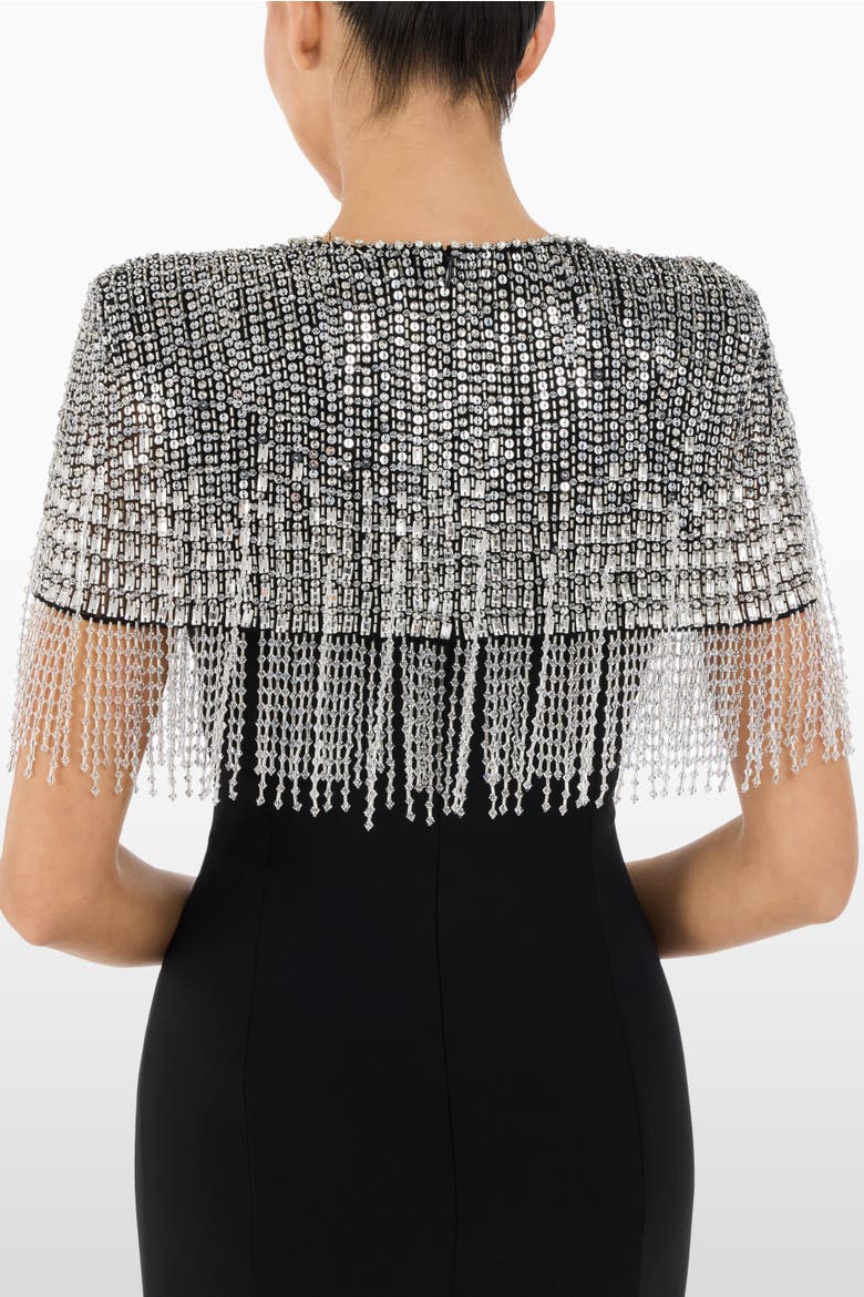 Sabine Beaded-Fringed Maxi Dress, Alternate, color, Liquorice