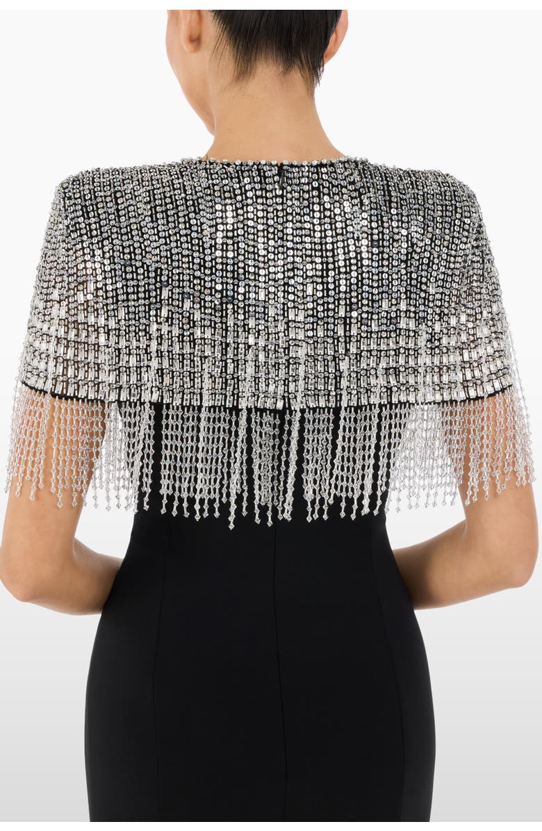 Jenny Packham Sabine Beaded-Fringed Maxi Dress, Alternate, color, Liquorice