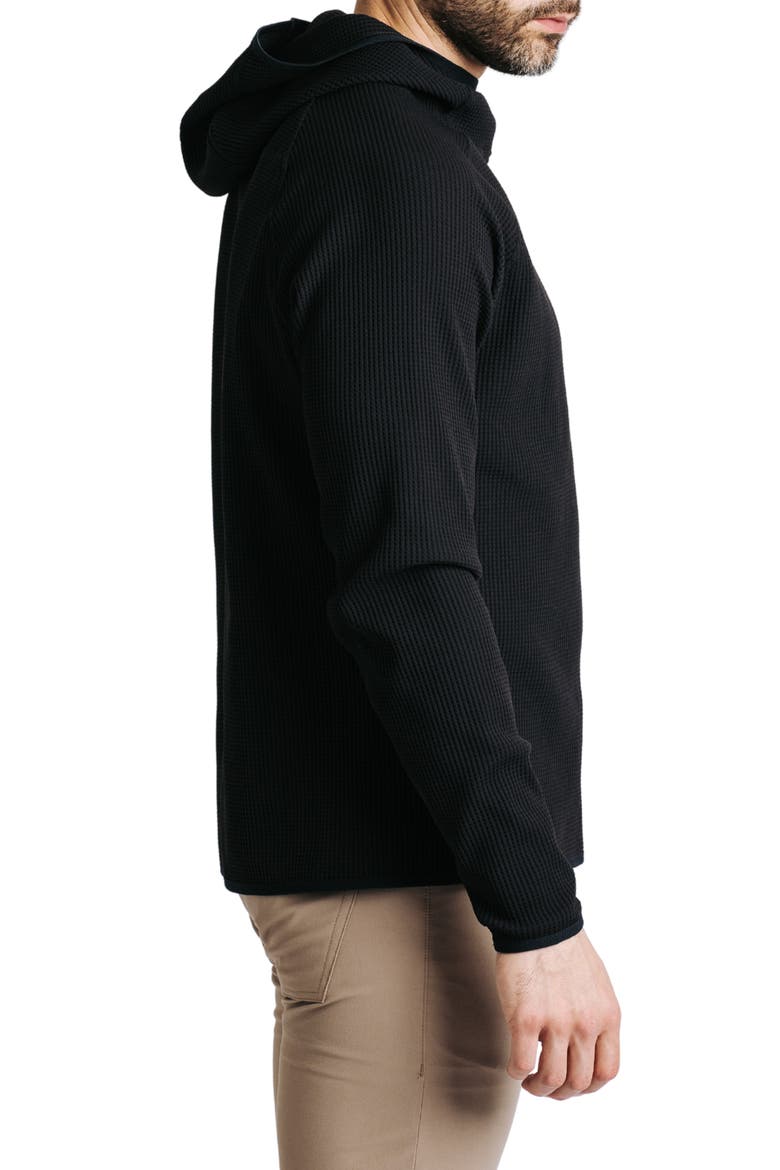 Venture Waffle Performance Pullover Hoodie, Alternate, color, BLACK