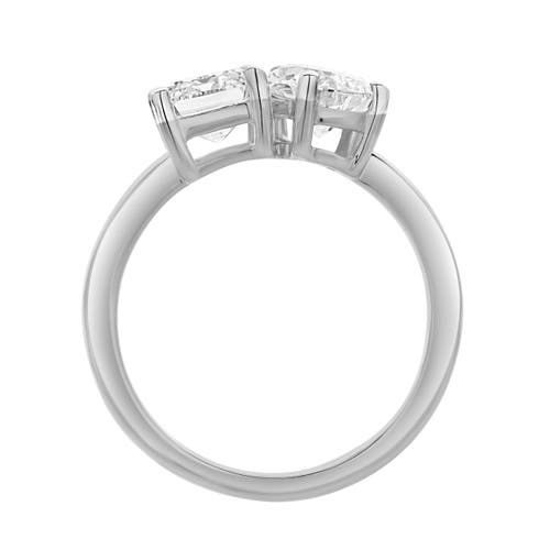 Luvmyjewelry Evermore 14k Gold Toi Et Moi Emerald And Pear Lab Grown Diamond Ring In 14k White Gold