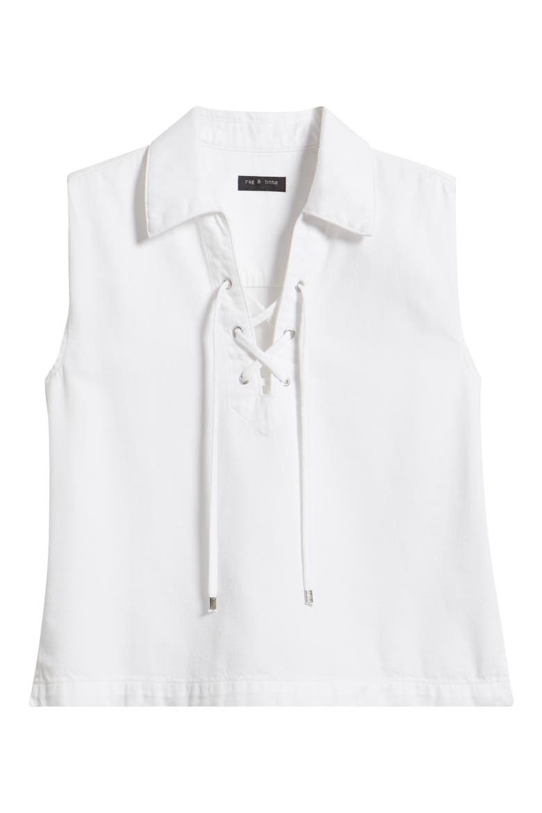 Featherweight Fiona Lace-Up Sleeveless Shirt, Alternate, color, OPTIC WHITE