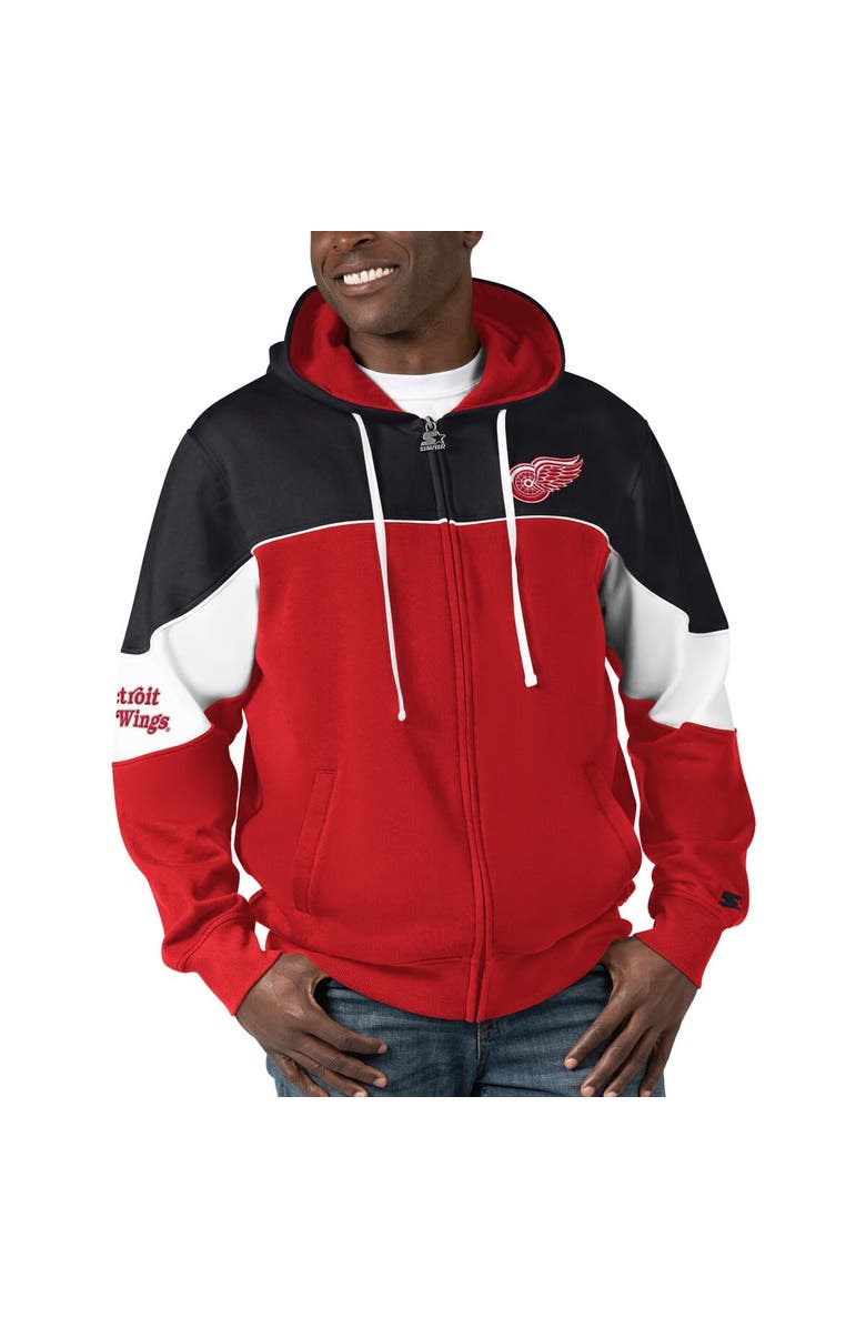STARTER Men's Starter Red/Black Detroit Red Wings Power Forward Full-Zip Hoodie, Main, color, Red