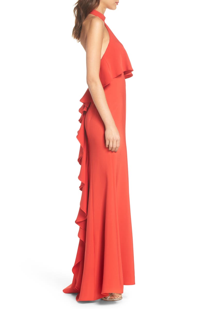 Xscape Evenings Xscape Crepe Popover Halter Gown, Alternate, color, 