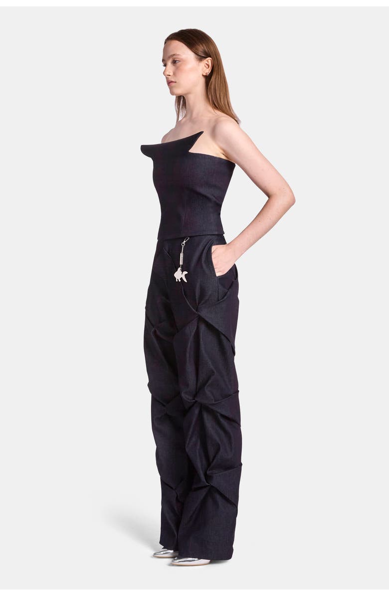 KATE BARTON Astrid Draped Trousers, Alternate, color, Navy