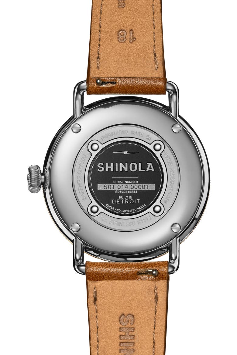 Canfield Leather Strap Watch, 38mm, Alternate, color, WHITE MOTHER OF PEARL
