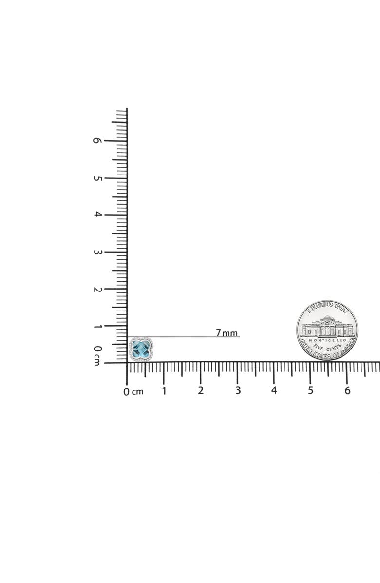 Haus of Brilliance 18K Gold 3/8 Cttw Diamond & London Blue Topaz Gemstone Halo Clover Stud Earrings, Alternate, color, White