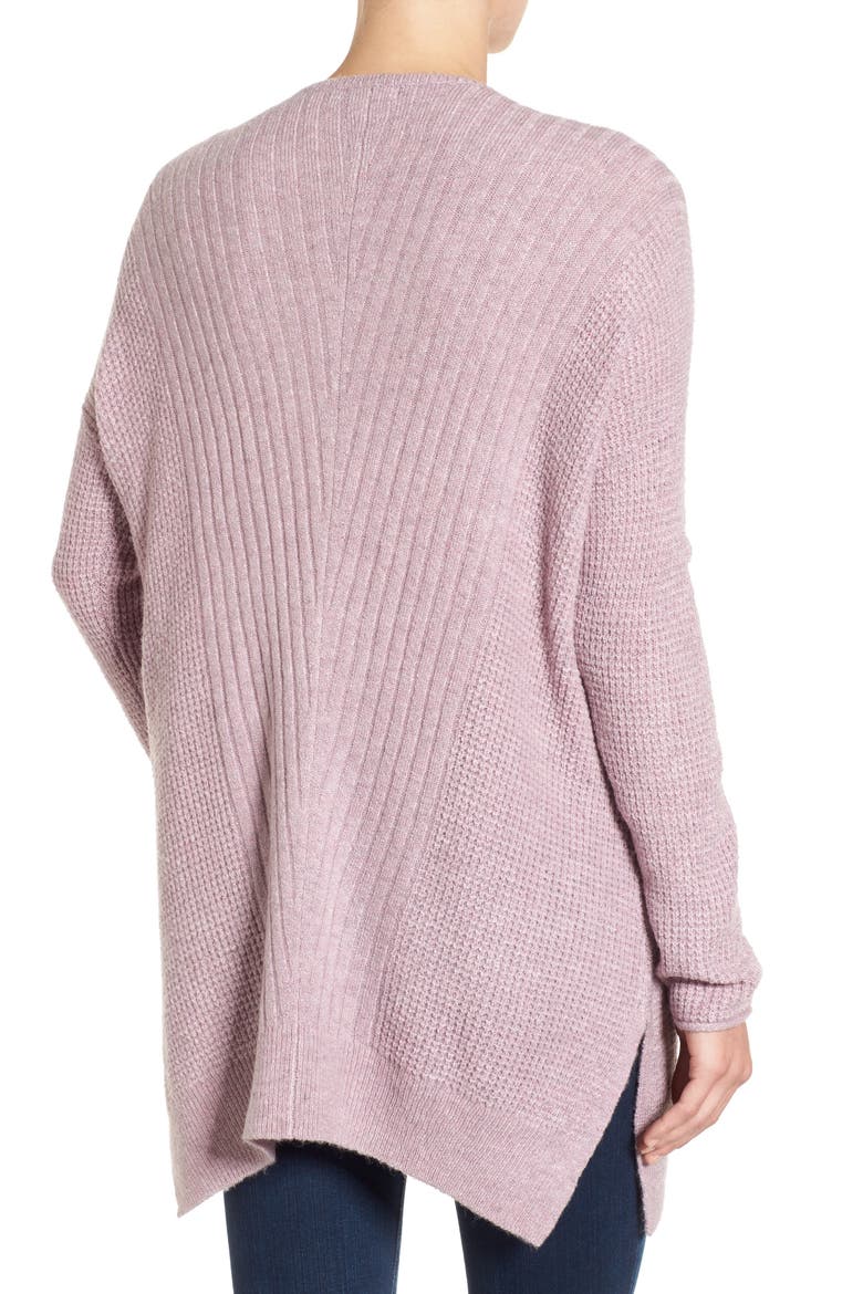 Long Shark Bite Hem Sweater, Main, color, HEATHER PURPLE MORN