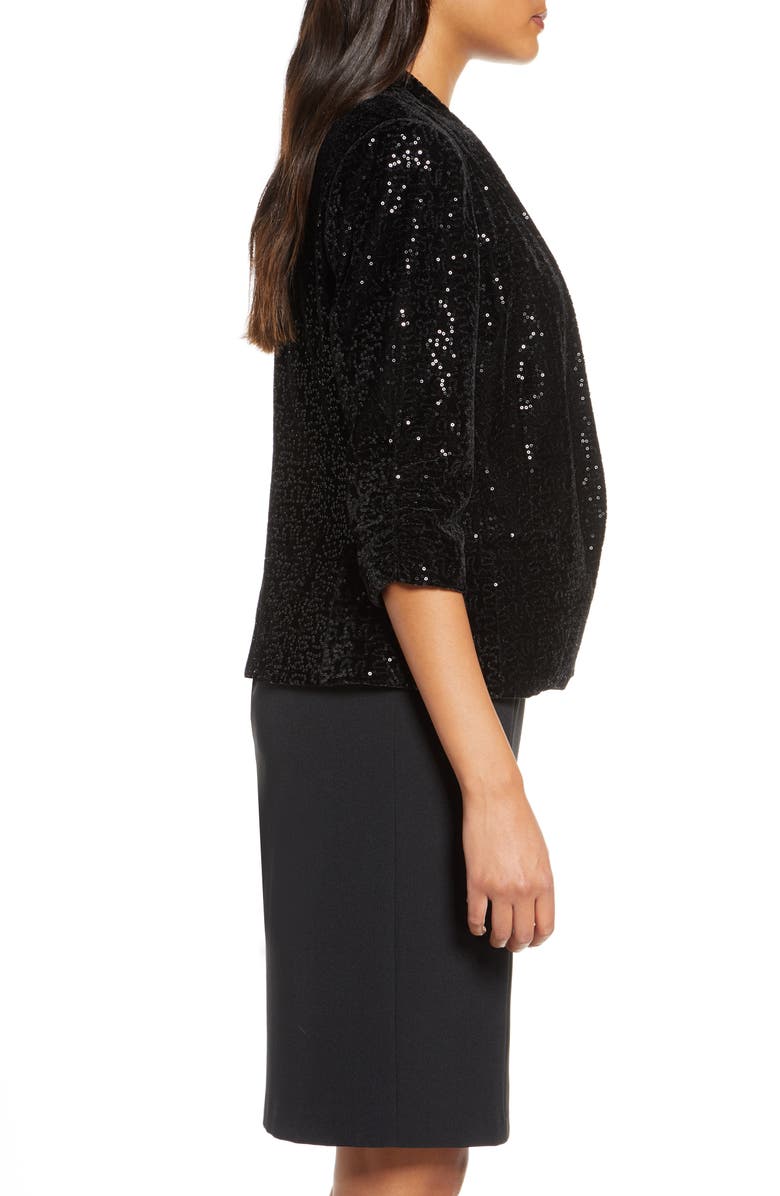 Eliza J Sequin Ruched Sleeve Blazer, Alternate, color, 