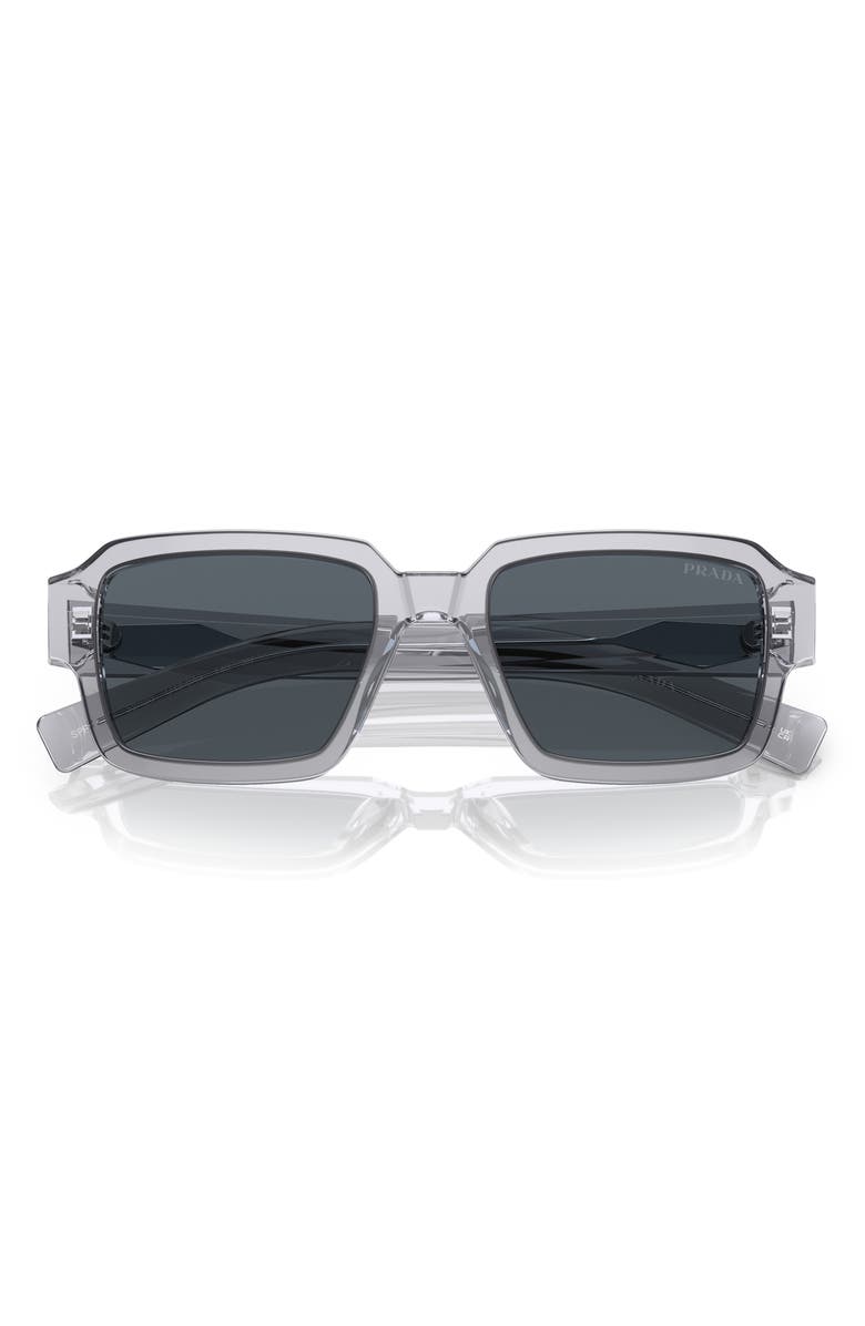 Prada 54mm Square Sunglasses, Alternate, color, Transparent Grey / Blue