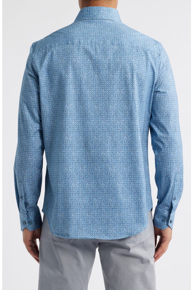 OoohCotton® Devon Abstract Print Button-Up Shirt, Alternate, color, COBALT