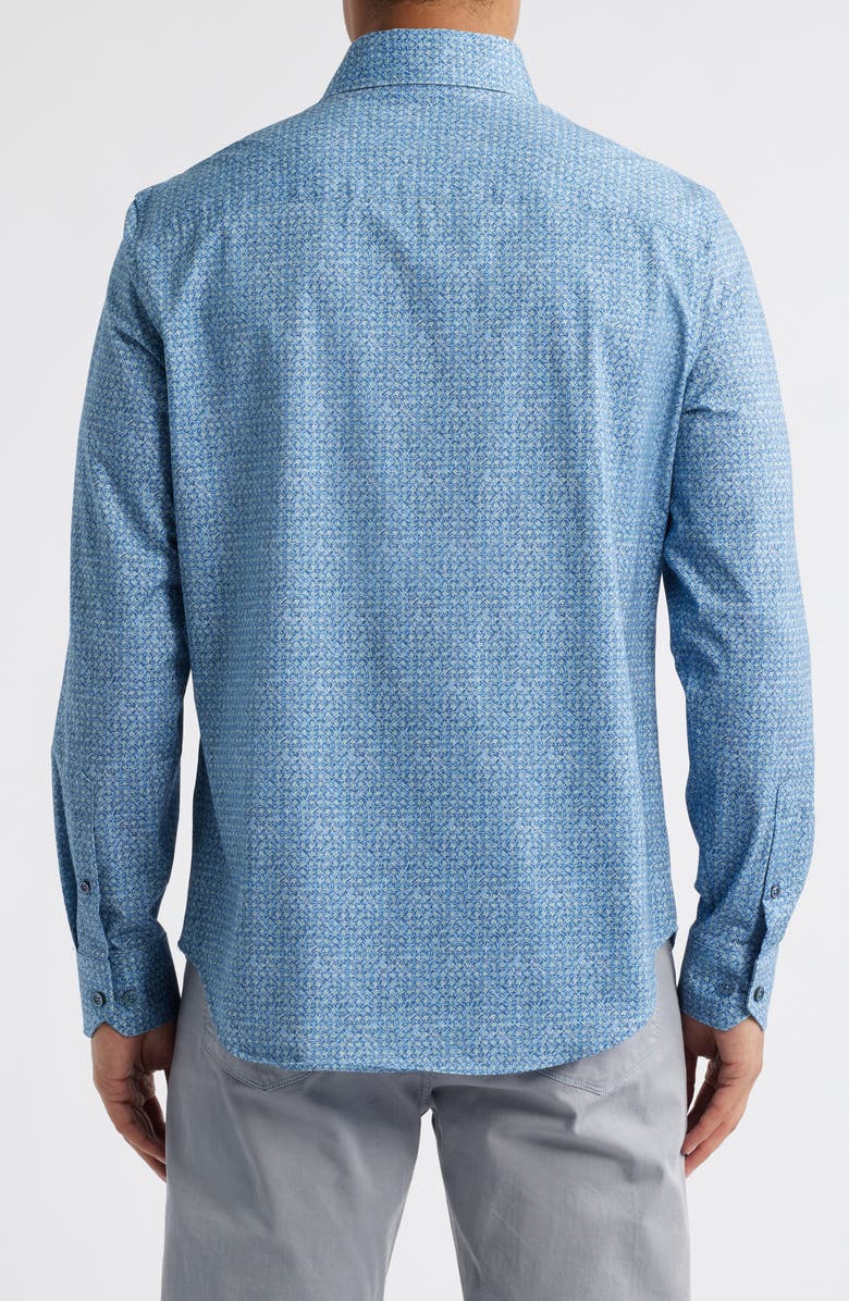 Bugatchi OoohCotton<sup>®</sup> Devon Abstract Print Button-Up Shirt, Alternate, color, Cobalt