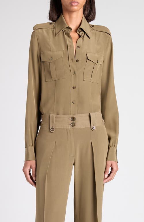 Tom Ford Silk Crêpe De Chine Military Shirt In Green