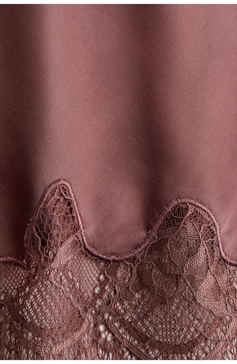 H&M Lace-trimmed Slip Skirt, Alternate, color, Dark Dusty Pink