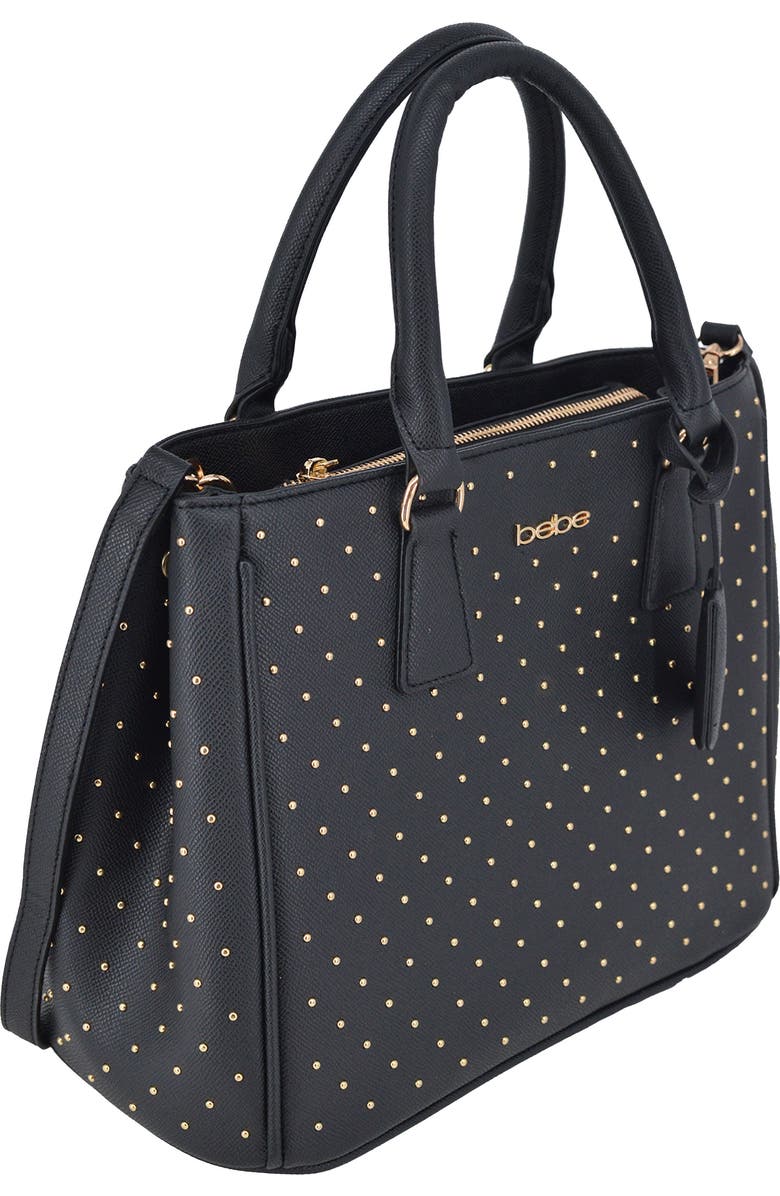 bebe Sagan Studded Satchel, Alternate, color, Black