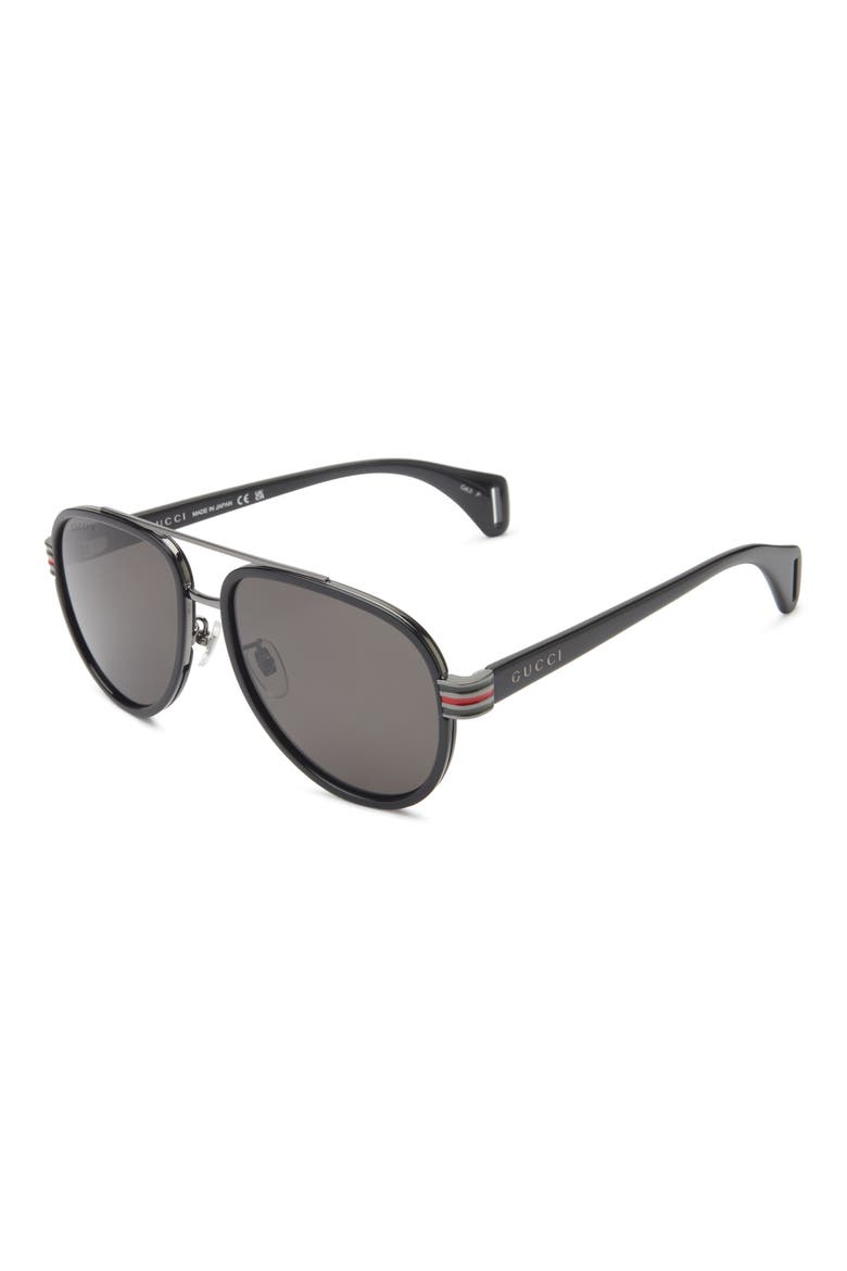 58mm Polarized Aviator Sunglasses, Alternate, color, BLACK BLACK GREY