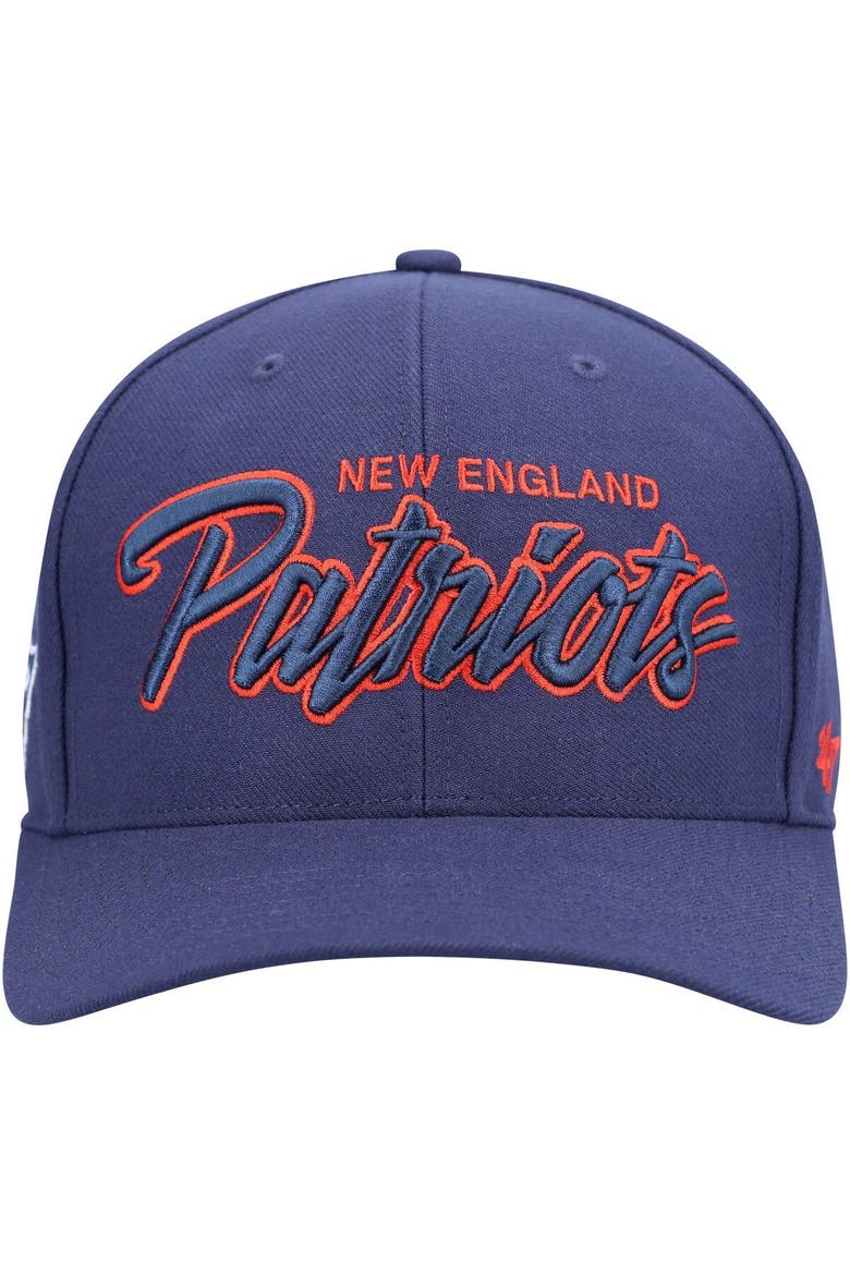 Men's '47 Navy New England Patriots Street Script MVP Snapback Hat, Alternate, color, Navy