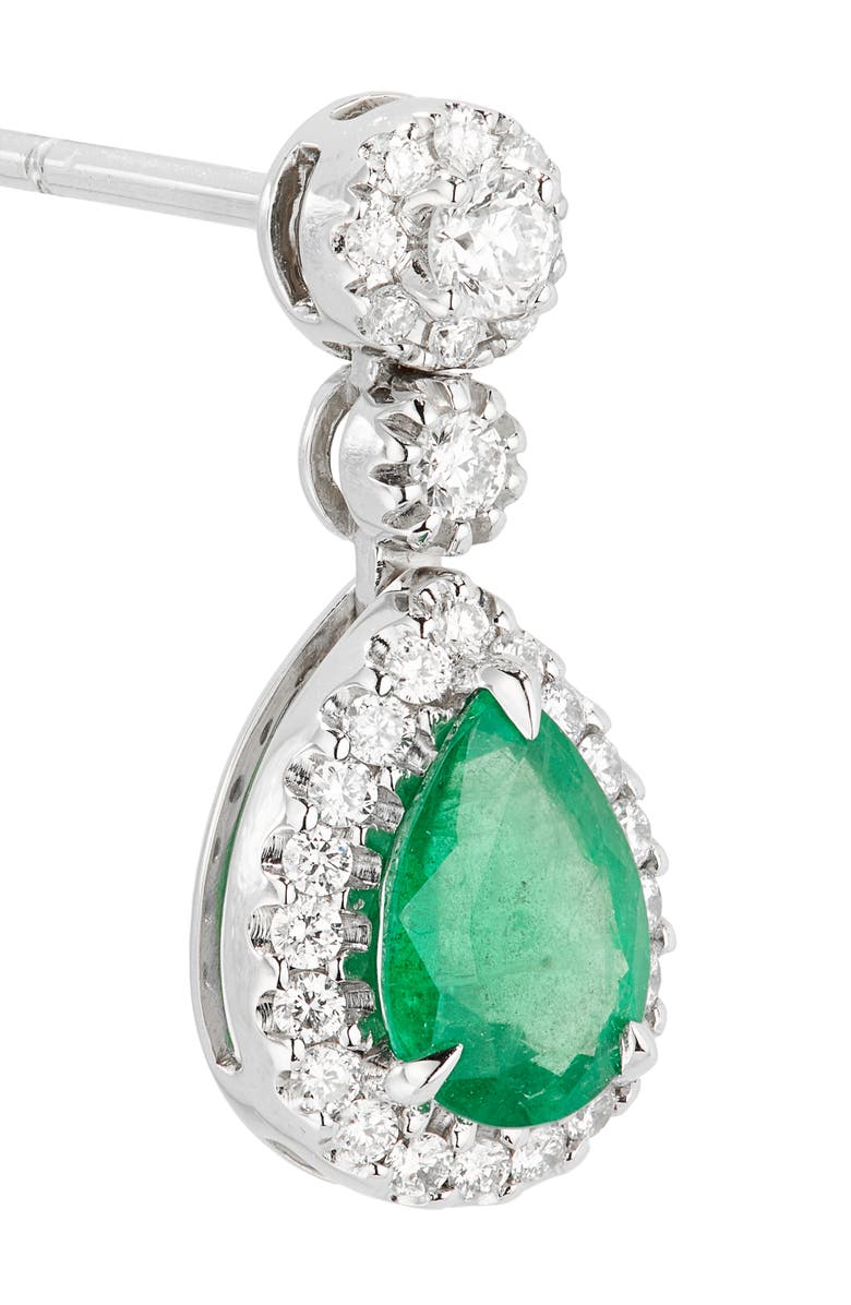 VALANI ATELIER Emerald & Pavé Diamond Drop Earrings, Alternate, color, White Gold