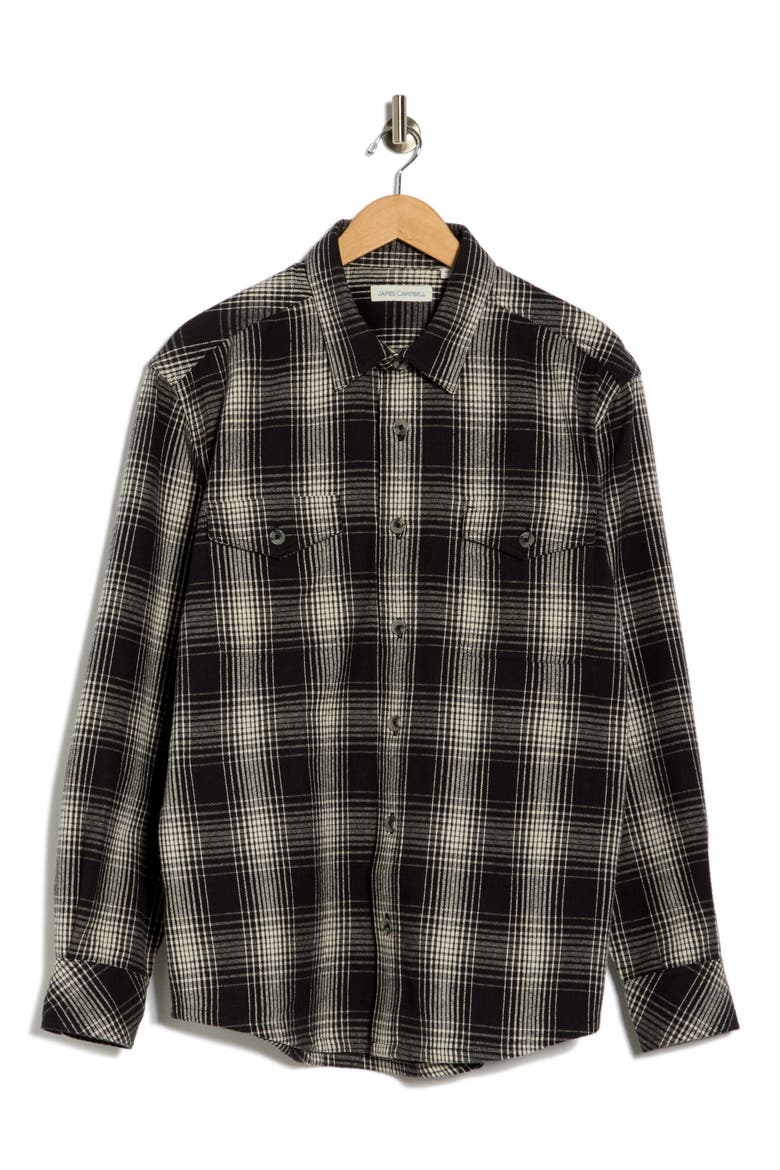 McCall Plaid Overshirt, Alternate, color, BLACK