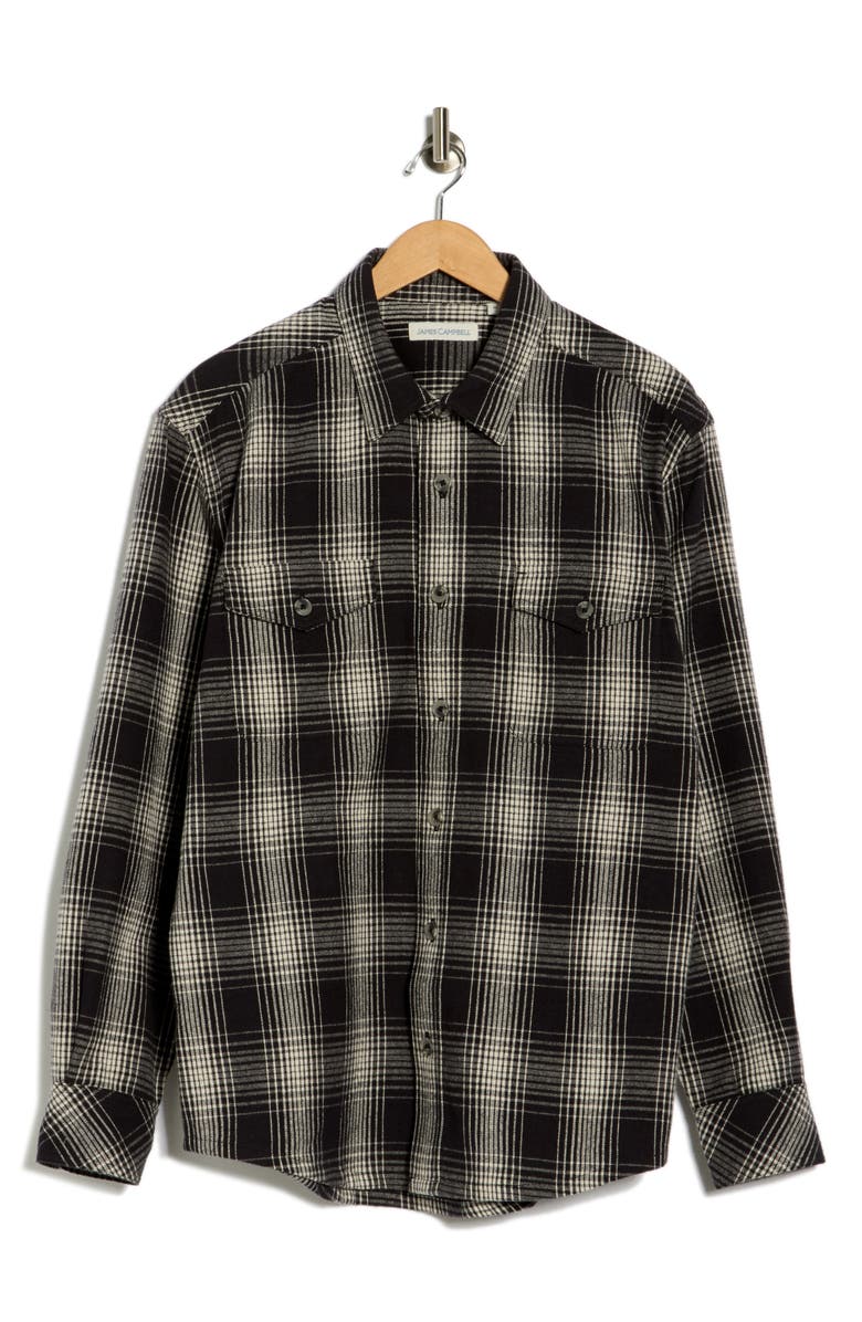 James Campbell McCall Plaid Overshirt, Alternate, color, Black
