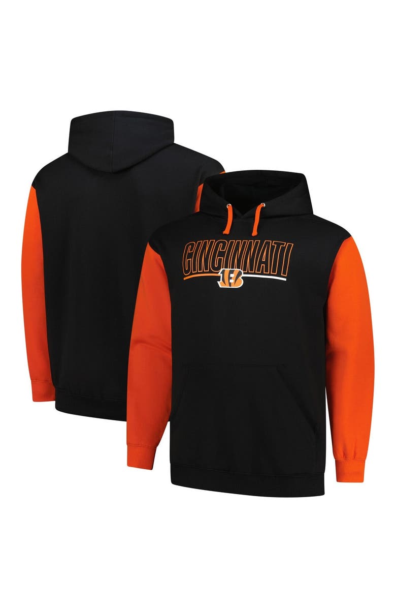 FANATICS Men's Fanatics Black Cincinnati Bengals Big & Tall Outline Pullover Hoodie, Alternate, color,