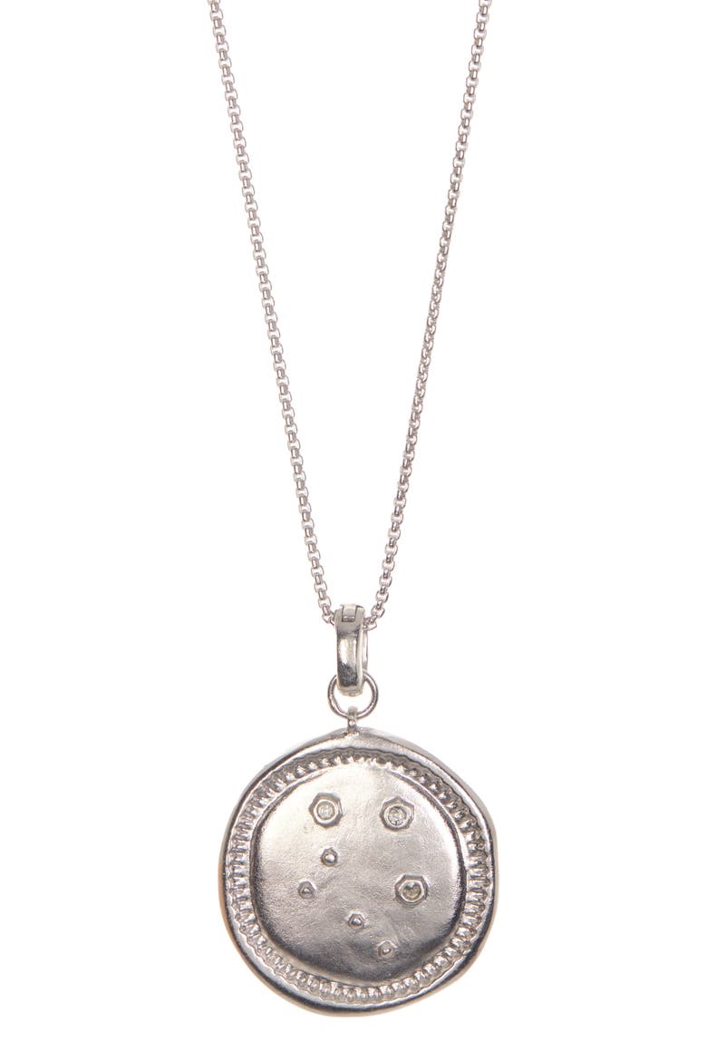 Gemini Large Coin Zodiac Necklace, Main, color, SILVER-LIBRA