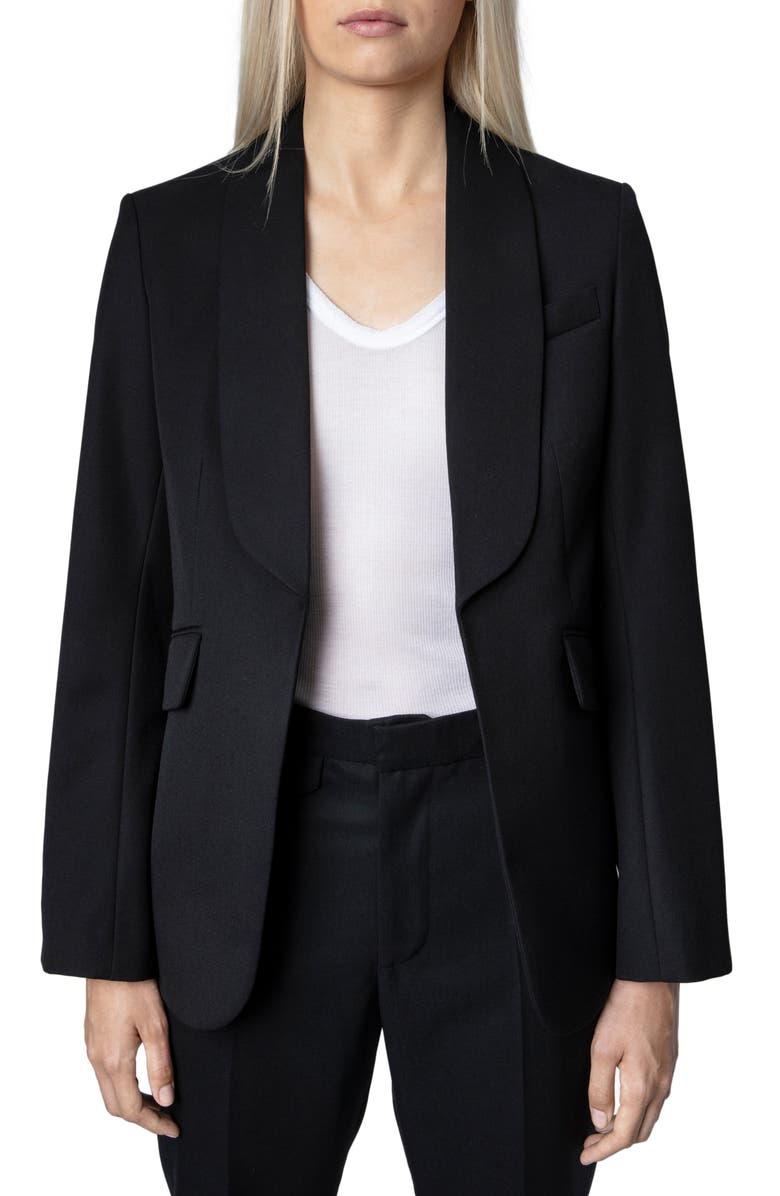 Zadig & Voltaire Shawl Collar Jacket, Main, color, Noir