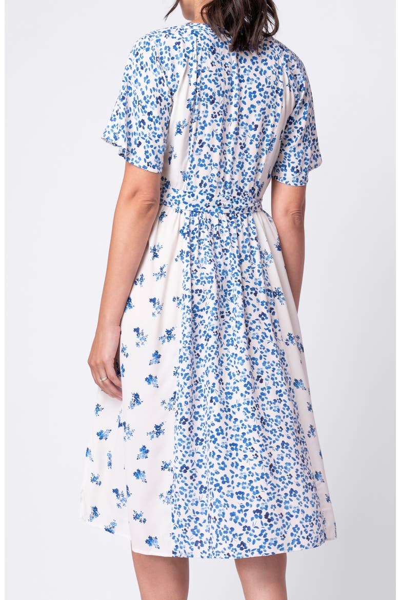 Floral Flutter Sleeve Maternity/Nursing Dress, Alternate, color, BLUE FLORAL