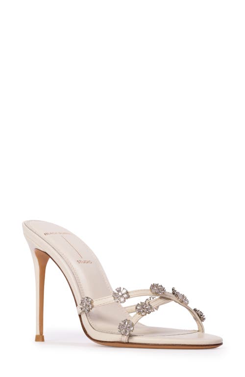 Black Suede Studio Summer Crystal Crisscross Slide Sandals In Coconut Leather