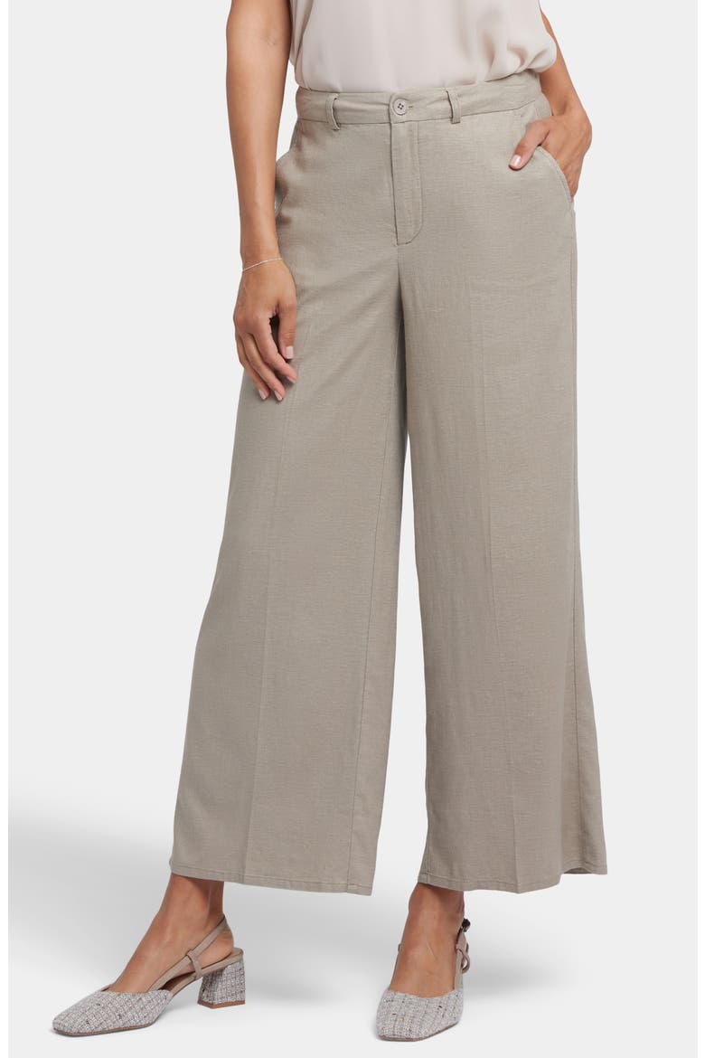Morgan Stretch Linen Wide Leg Ankle Pants, Main, color, SADDLEWOOD
