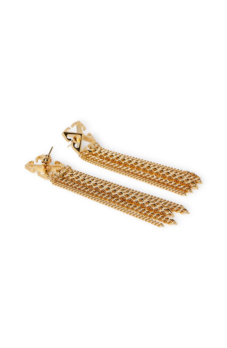 OFF WHITE Women's Gold Arrow Chain Pendant Earrings, Alternate, color, 