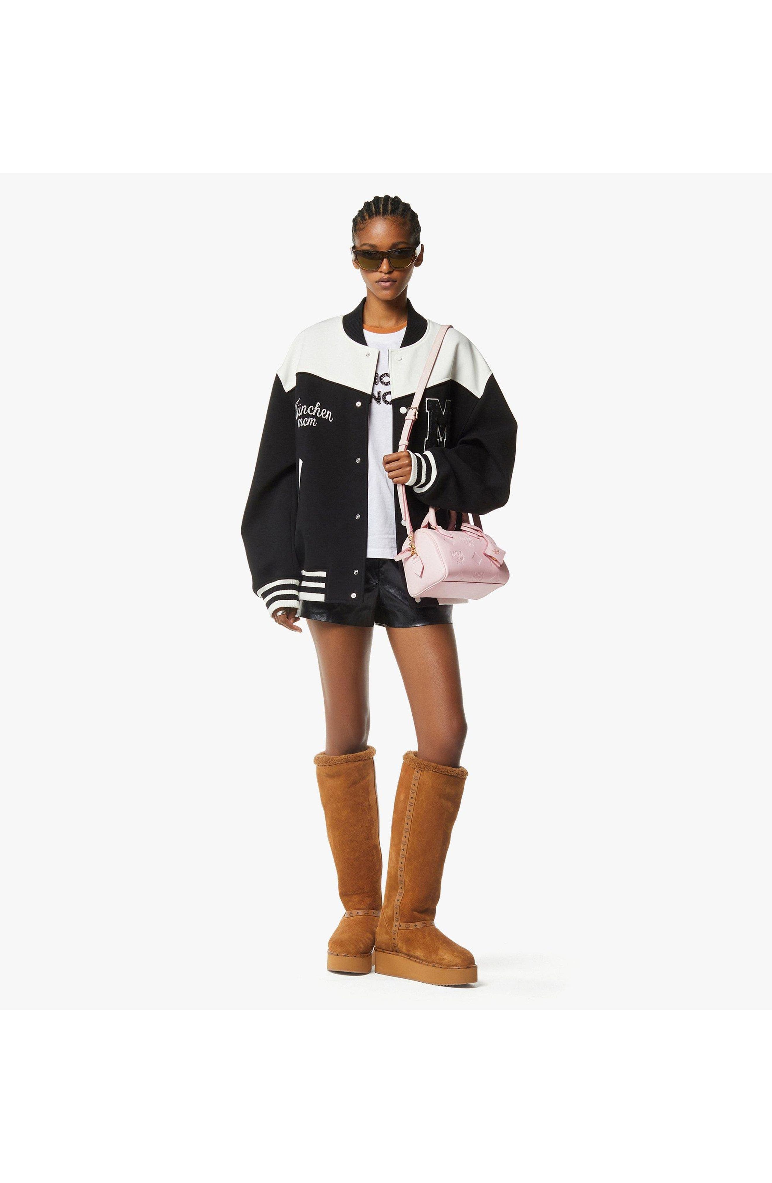 MCM Small Ella Boston Bag in Maxi Monogram Leather, Alternate, color, Lotus Pink