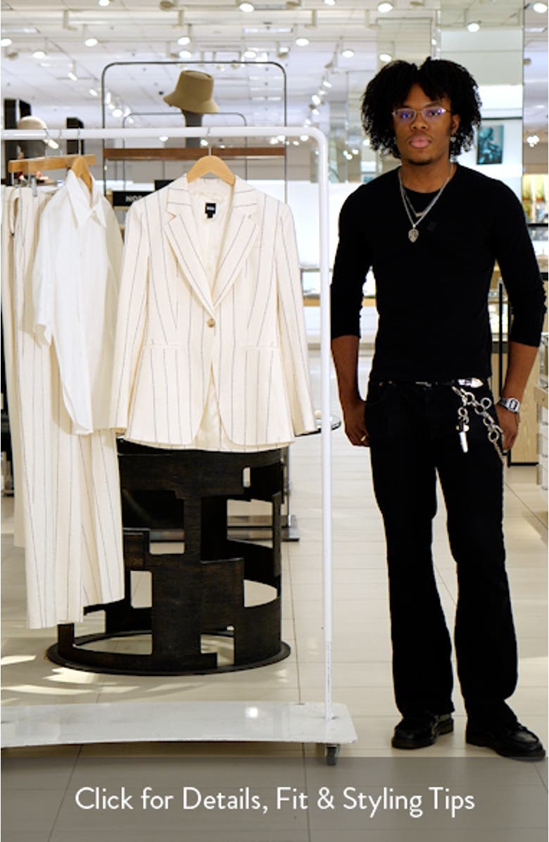 Jia Pinstripe Linen Blend Blazer, sales video thumbnail