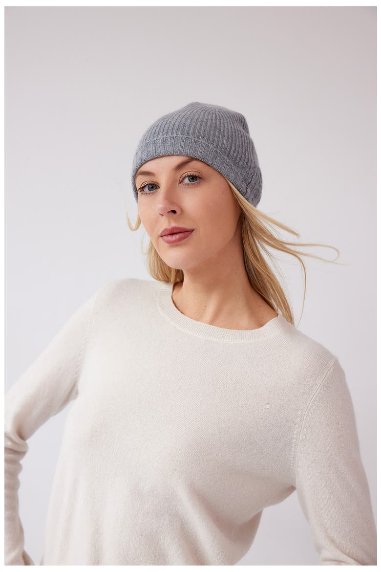 Rib Cashmere Beanie, Alternate, color, TAN TANNIN