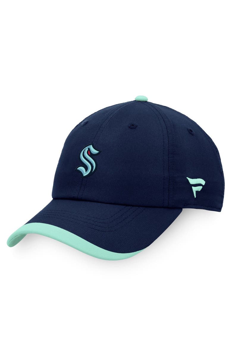 FANATICS Men's Fanatics Branded Deep Sea Blue Seattle Kraken Authentic Pro Rink Pinnacle Adjustable Hat, Main, color, Navy