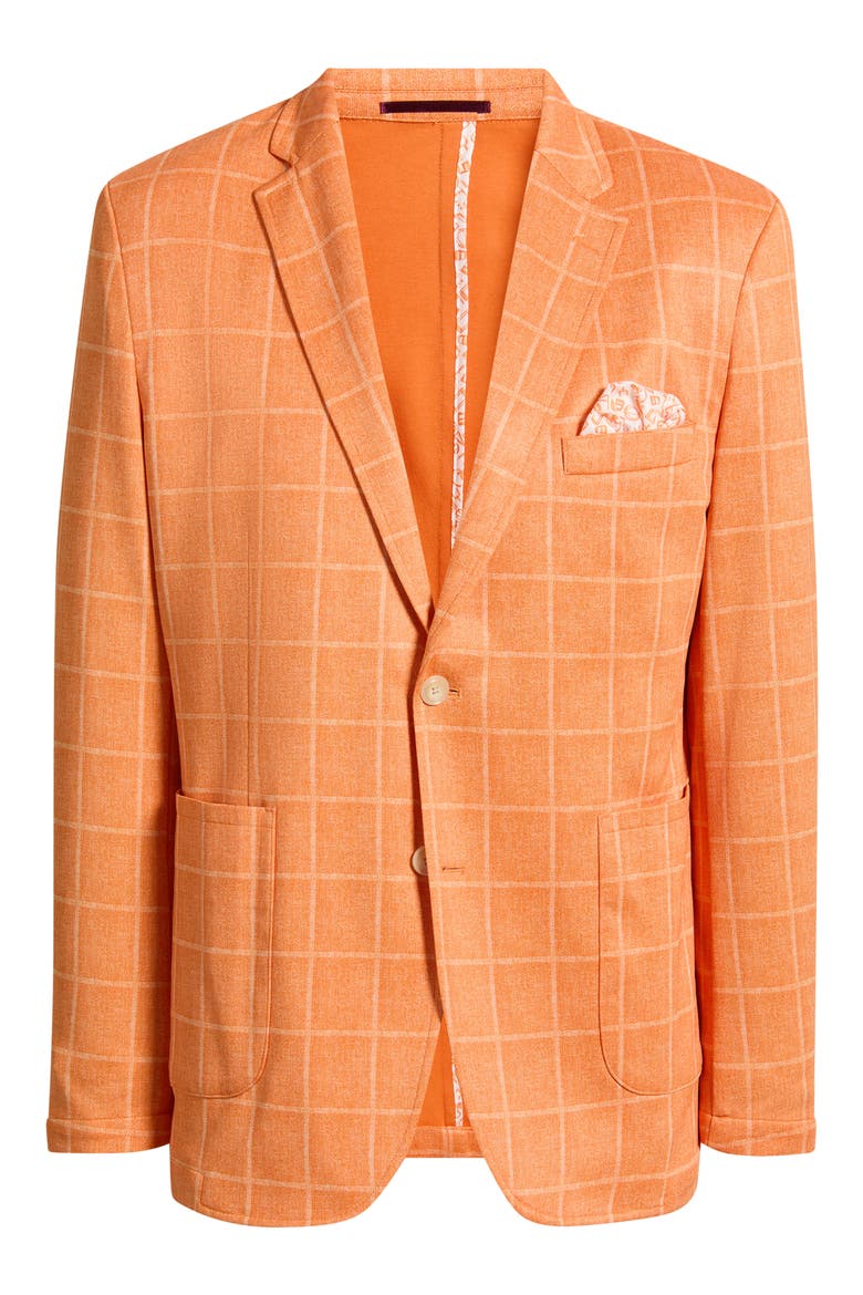 Game Day XC Flex® Pinnacle Orange Windowpane Check Knit Sport Coat, Main, color, ORANGE PLAID