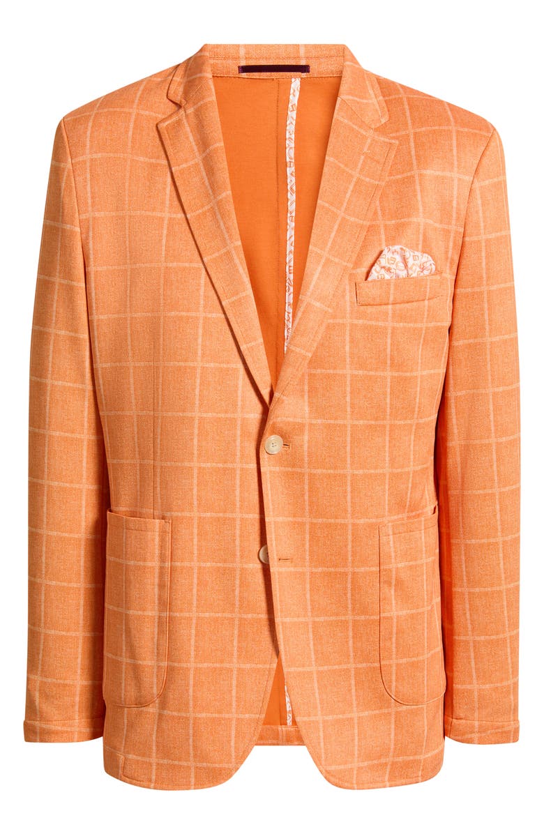 Johnston & Murphy Game Day XC Flex<sup>®</sup> Pinnacle Orange Windowpane Check Knit Sport Coat, Main, color, Orange Plaid