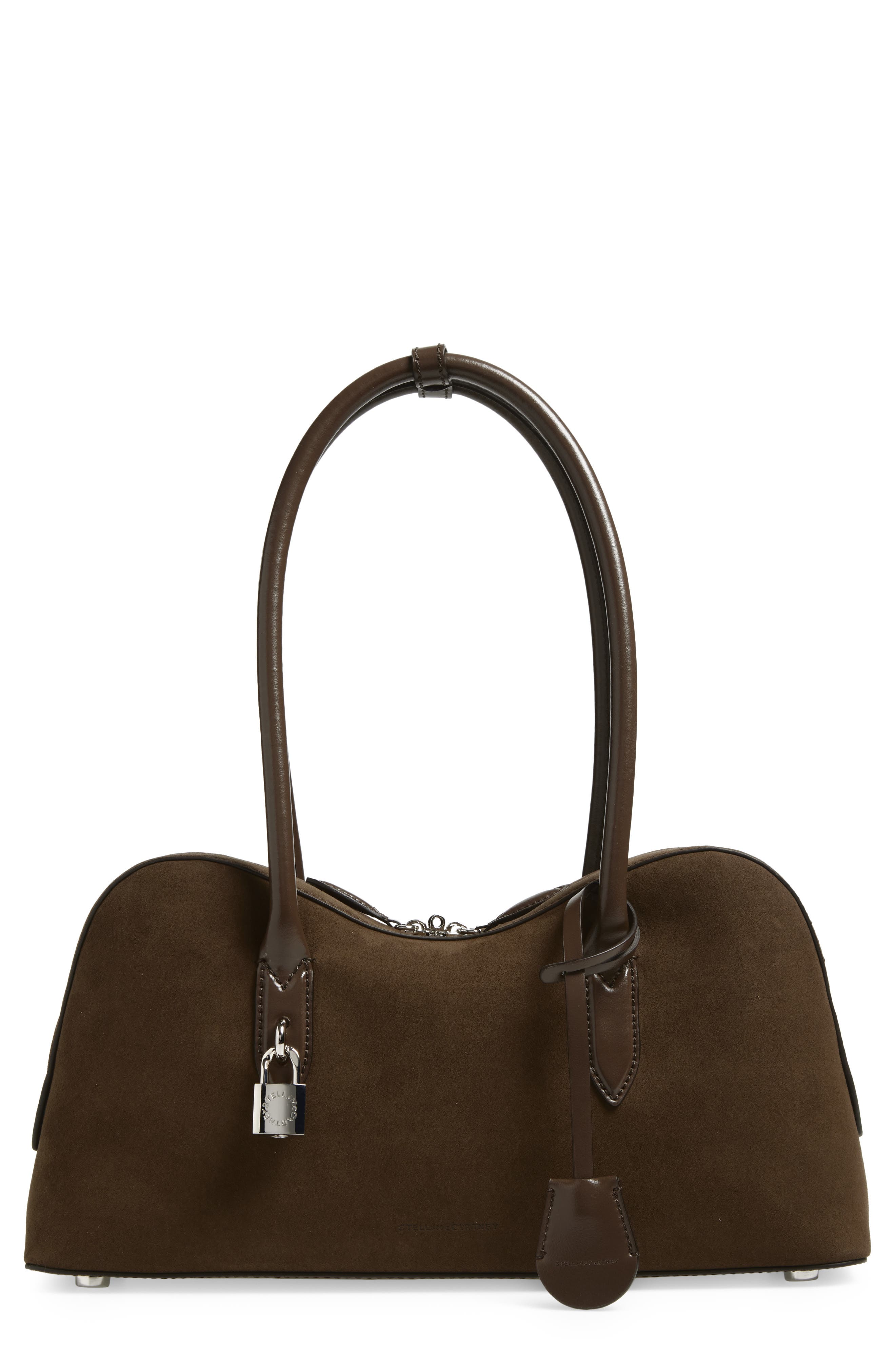 Stella McCartney Ryder Faux Suede Crossbody Bag, Main, color, Moka